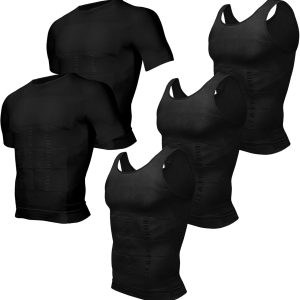 Odoland 5-pack men's compression shirts and vests set