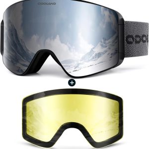 Odoland ski goggles with detachable lens on snow