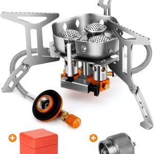 Odoland 3500W/6800W windproof camp stove with piezo ignition and fuel canister adapter