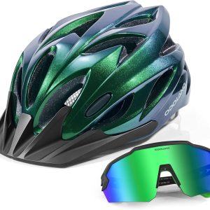 Odoland bike helmet and cycling sunglasses set on a cyclist