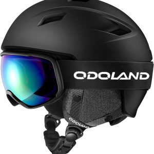 Odoland Ski Helmet and Goggles Set on a snowy slope