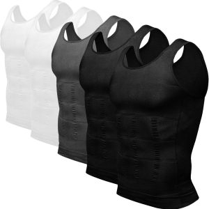 Odoland men's 5-pack body shaper slimming tummy vest thermal compression shirt tank top shapewear