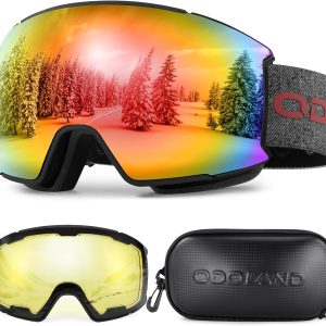 Odoland magnetic ski goggles with interchangeable lenses